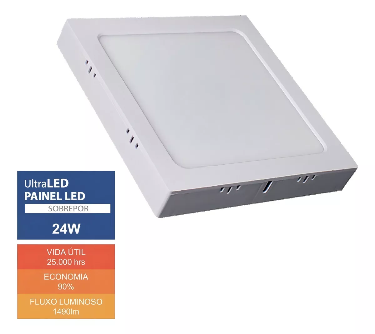 Painel Plafon Led 24w 6500k Sobrepor Branco Bivolt Ultraluz - Image 3