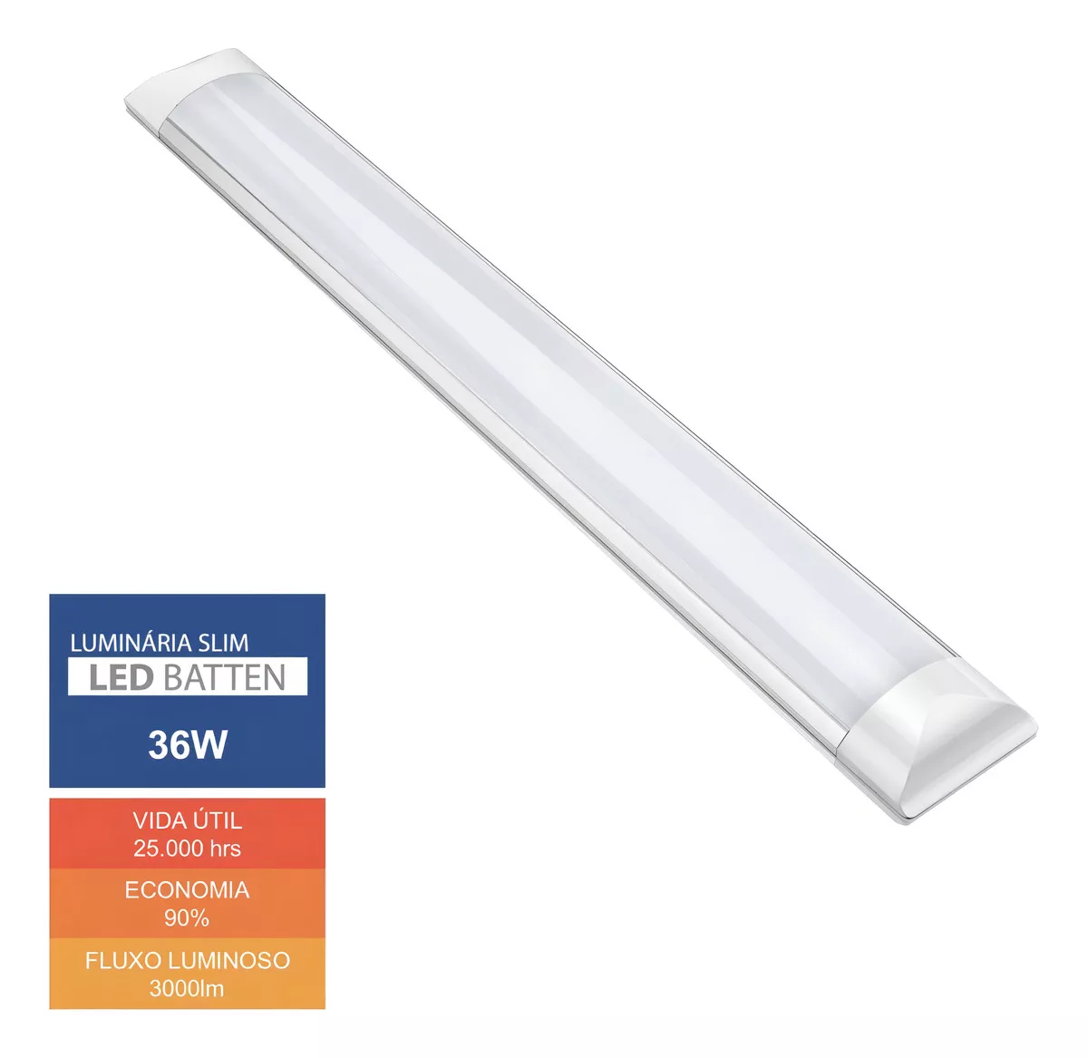 Luminária Slim Led Batten 36w 120cm 6500k Branco frio Bivolt - Image 5