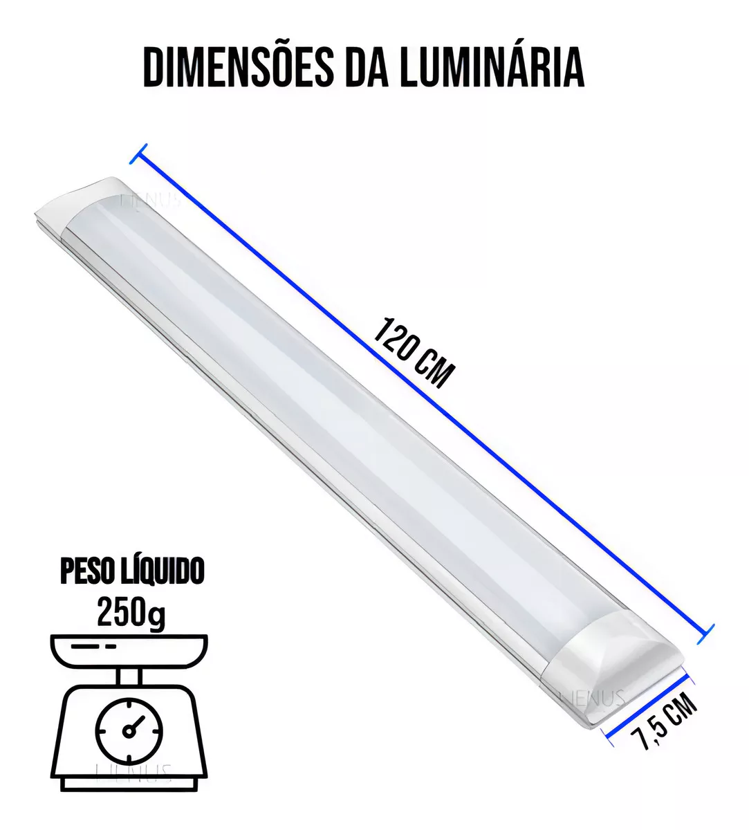 Luminária Slim Led Batten 36w 120cm 6500k Branco frio Bivolt - Image 7