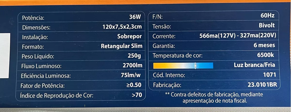 Luminária Slim Led Batten 36w 120cm 6500k Branco frio Bivolt - Image 8