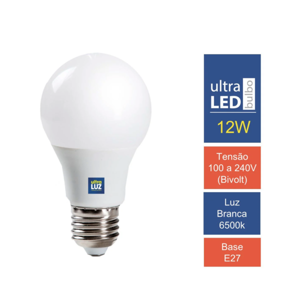 Lâmpada Led 12w 6500k Bulbo E27 Branco Frio Bivolt Ultraluz - Image 2