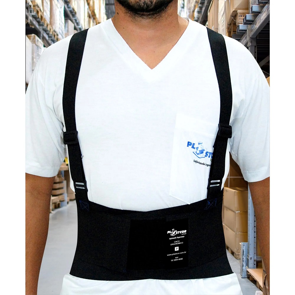 Cinta Ergonômico Abdominal Preto Tamanho G - Plastcor