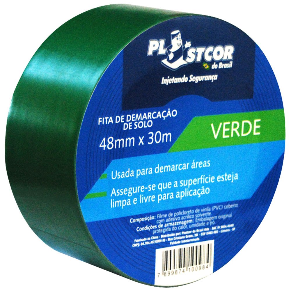 Fita de Demarcação Adesiva 48mm x 30m Verde- Plastcor